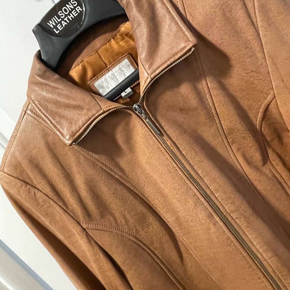 Soft leather jacket, size L 
Taupe/ Camel color - Picture 3 of 8
